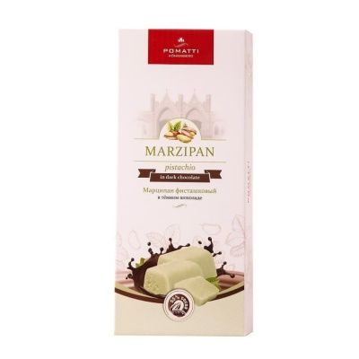 Pomatti Марципан фисташковый в тёмном шоколаде, 85 г.